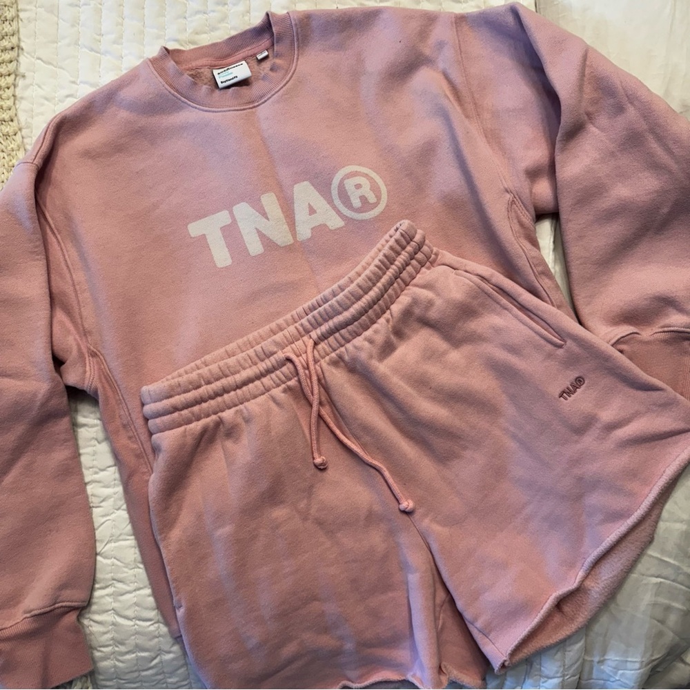 TNA Pink Sweatshirt and Shorts Set